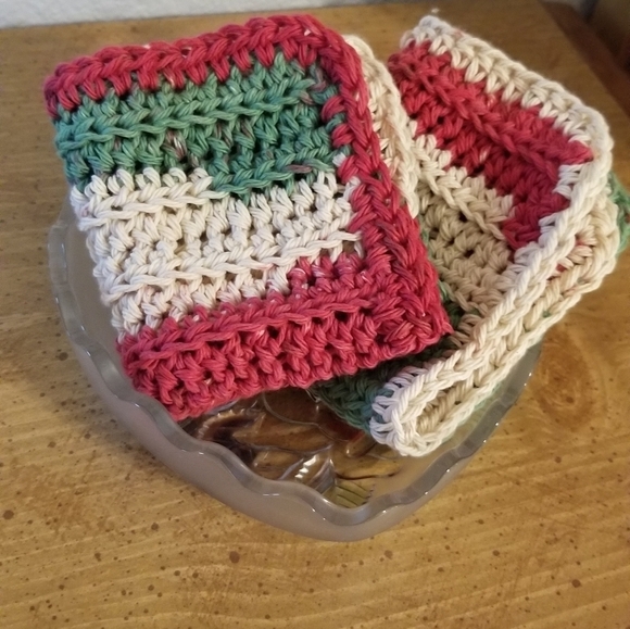 💞2/$20 HAND CRAFTED Crocheted All Purpse 100% Cottn Reusble Bath or Dish Cloths - Picture 1 of 6